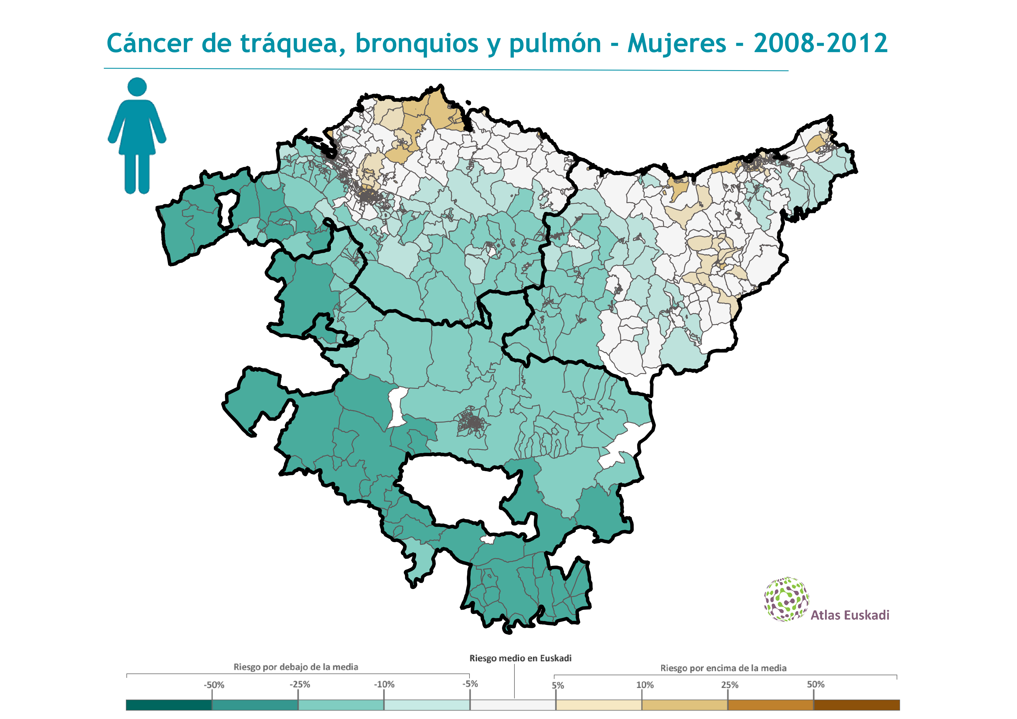 Cáncer de tráquea, bronquios y pulmón mujeres  2008-2012 Euskadi