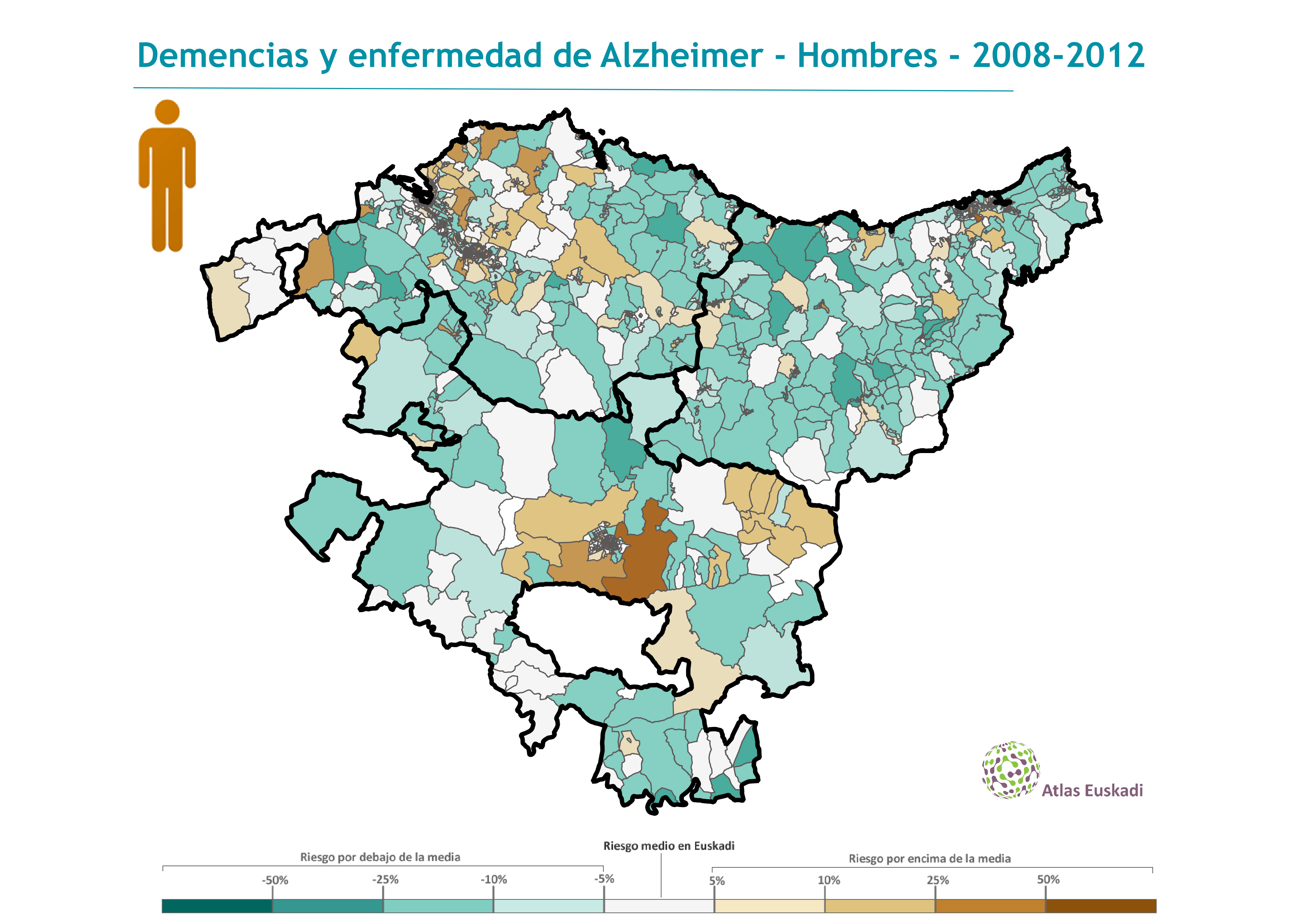 Demencias y enfermedad de Alzheimer hombres  2008-2012 Euskadi