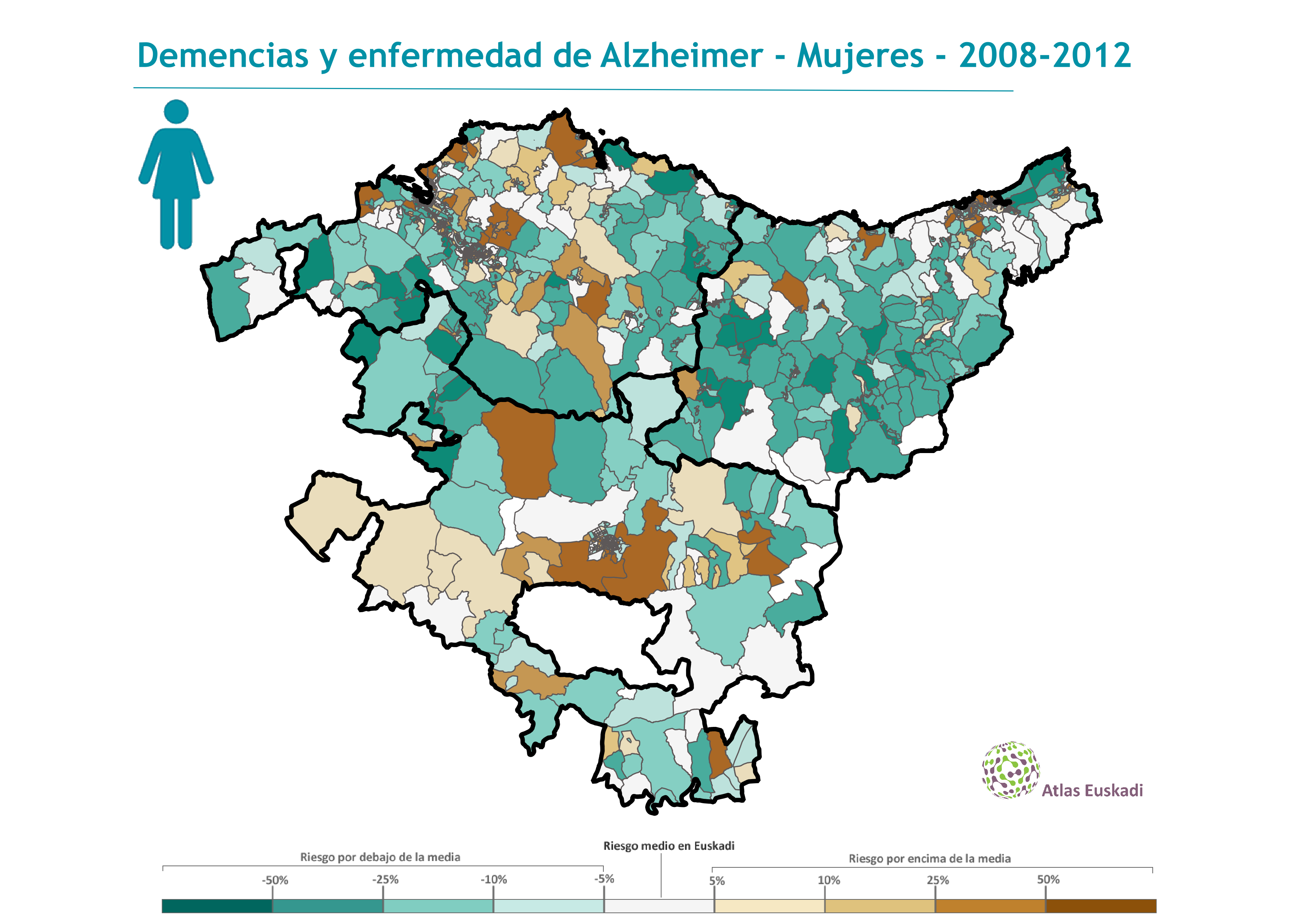 Demencias y enfermedad de Alzheimer mujeres  2008-2012 Euskadi